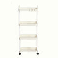 Rolling utility cart with lockable wheels and storage baskets