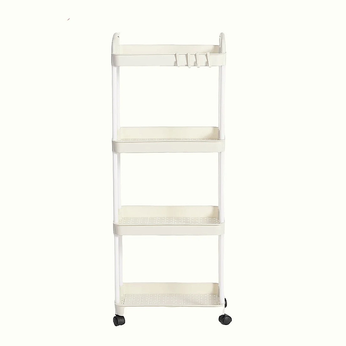 Rolling utility cart with lockable wheels and storage baskets