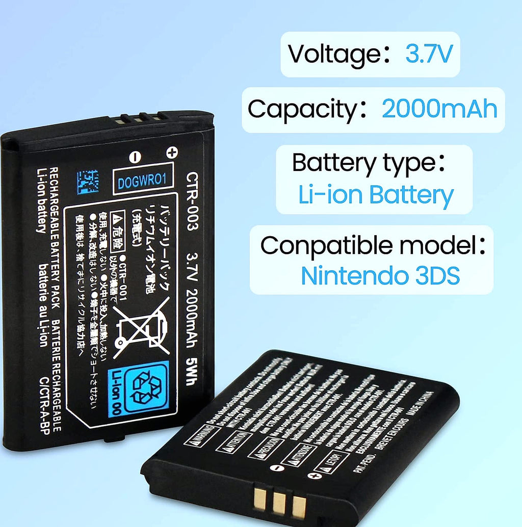 OSTENT 2000mAh 3.7V Rechargeable Battery for Nintendo 3DS