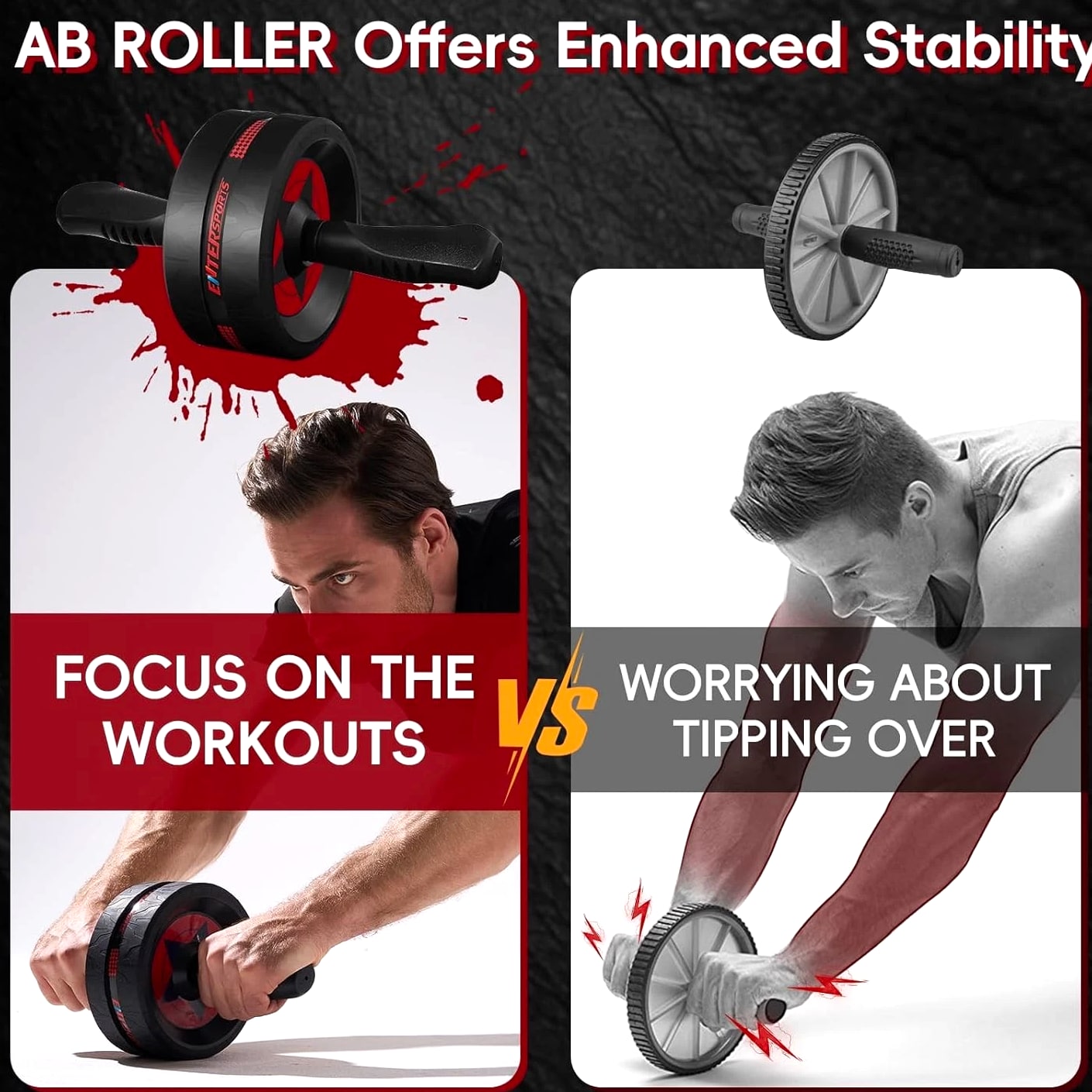 Ab Roller Wheel for Abs Workout - Abdominal Exercise Equipment with 2 Knee Pads