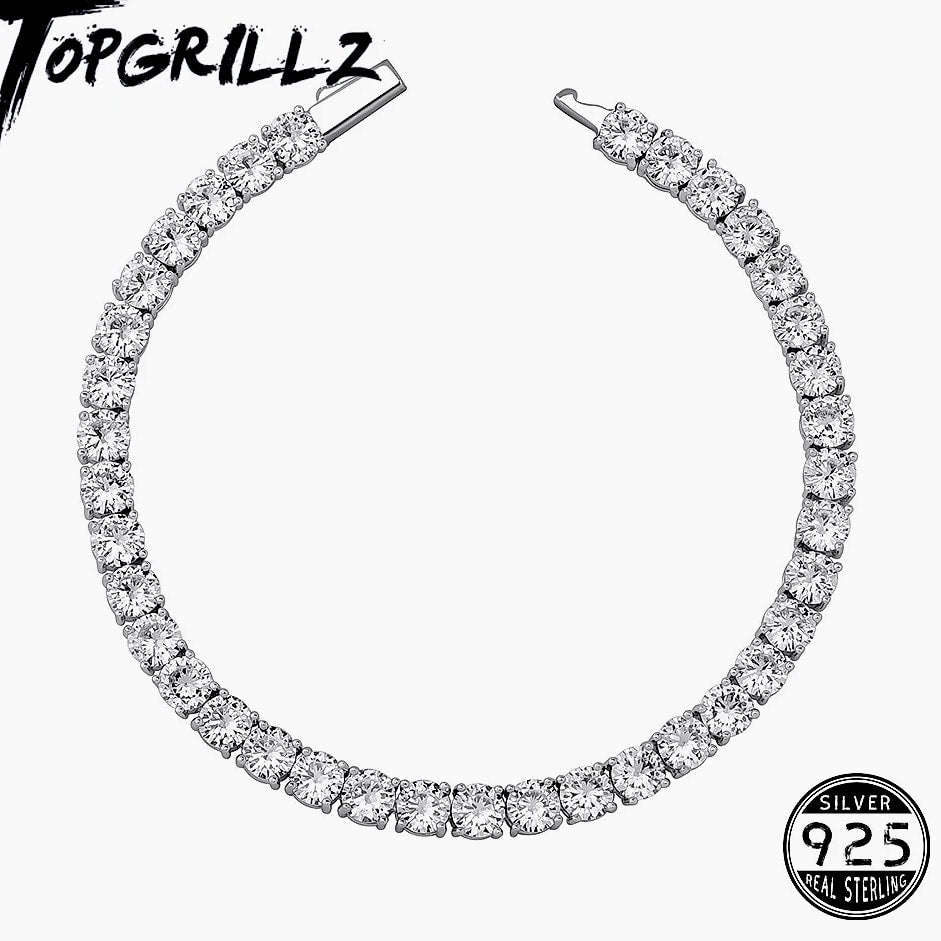 TOPGRILLZ 3-6MM Tennis Chain Bracelet Sterling Silver CZ