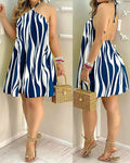 Floral Print Backless Halter Dress for Spring Summer