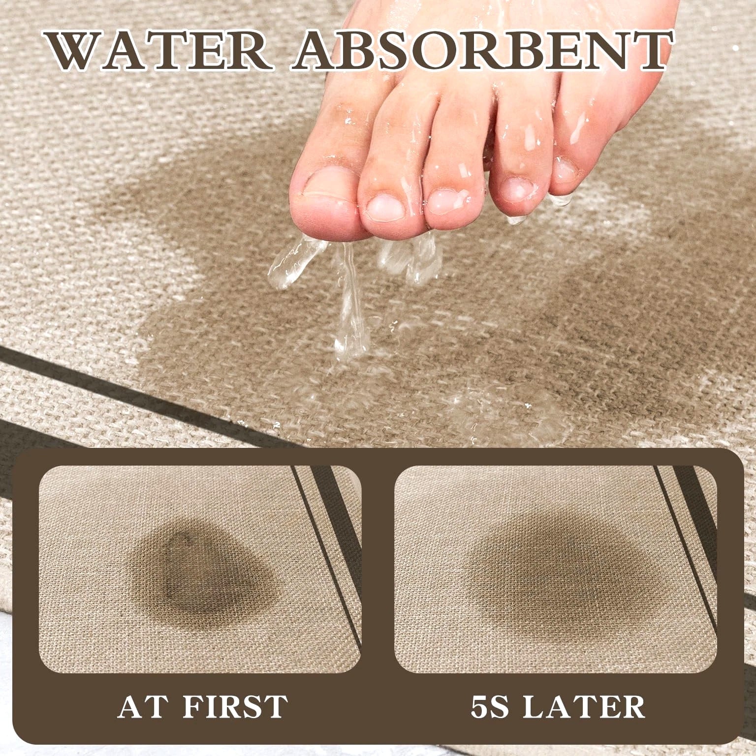 chakme Bathroom Rugs Mat U-Shaped 24x17, Ultra Thin Non Slip Bath Mat Small Quic