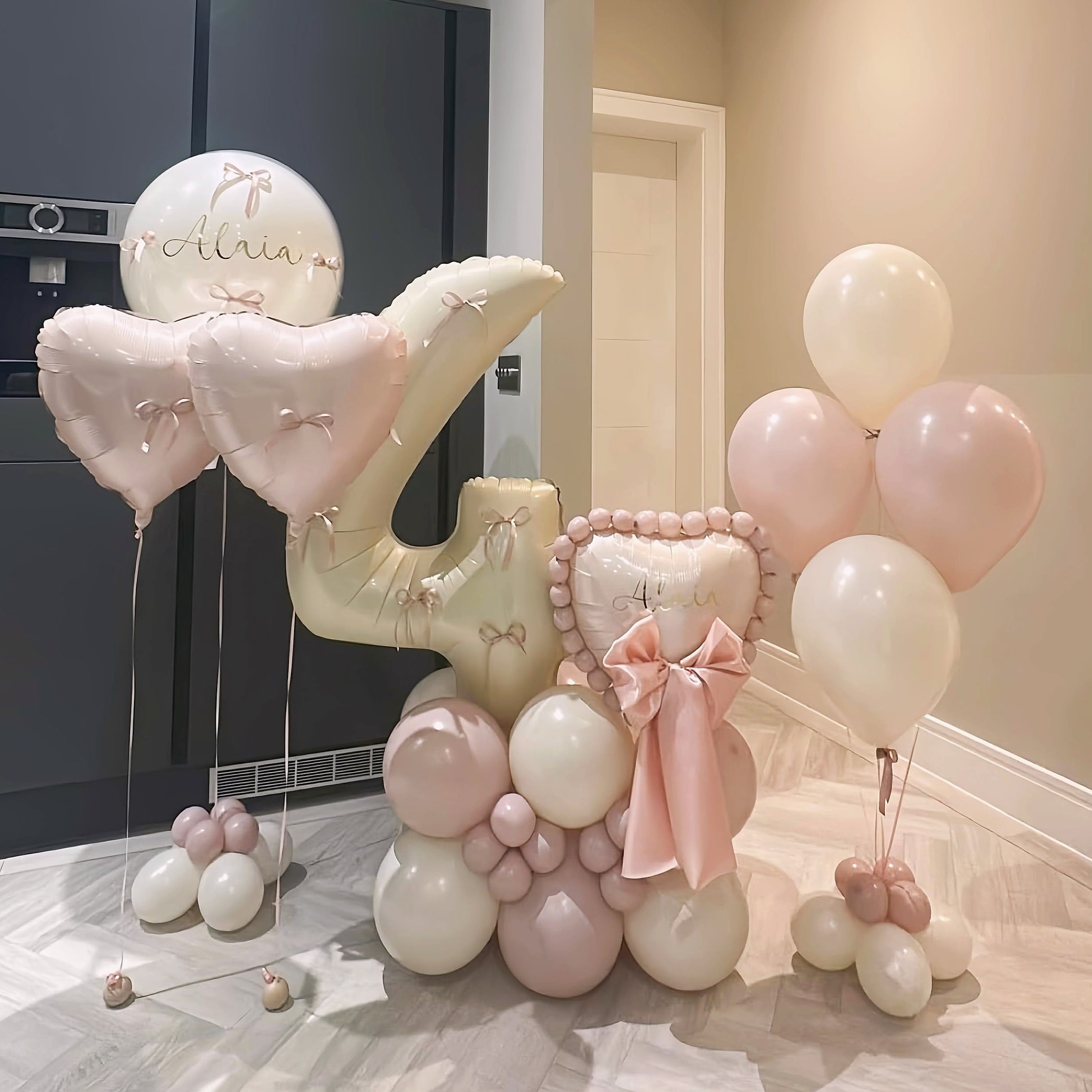 Lingqiang 40 Inch Number 1 Balloon Beige Foil Party Decoration