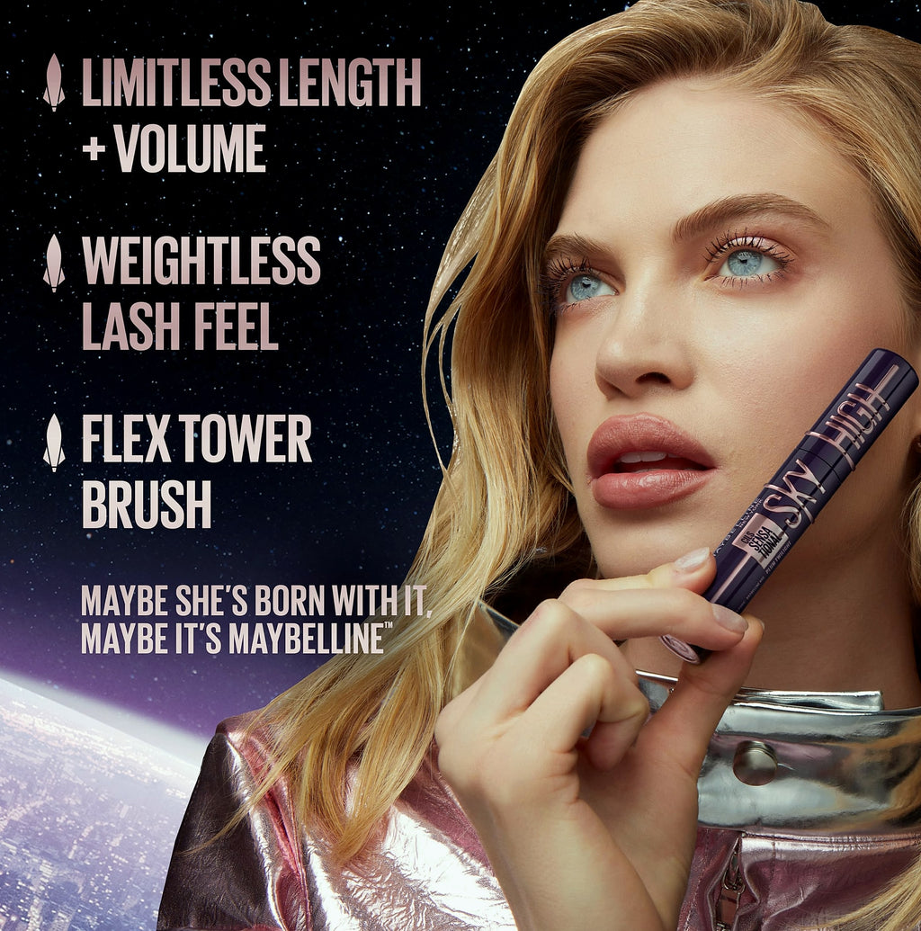 Maybelline Lash Sensational Sky High Washable Mascara, Blackest Black