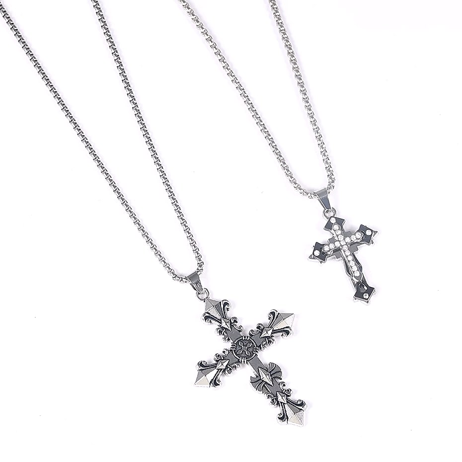 Dress-Up Vintage Cross Pendant Necklace Men Gothic Style