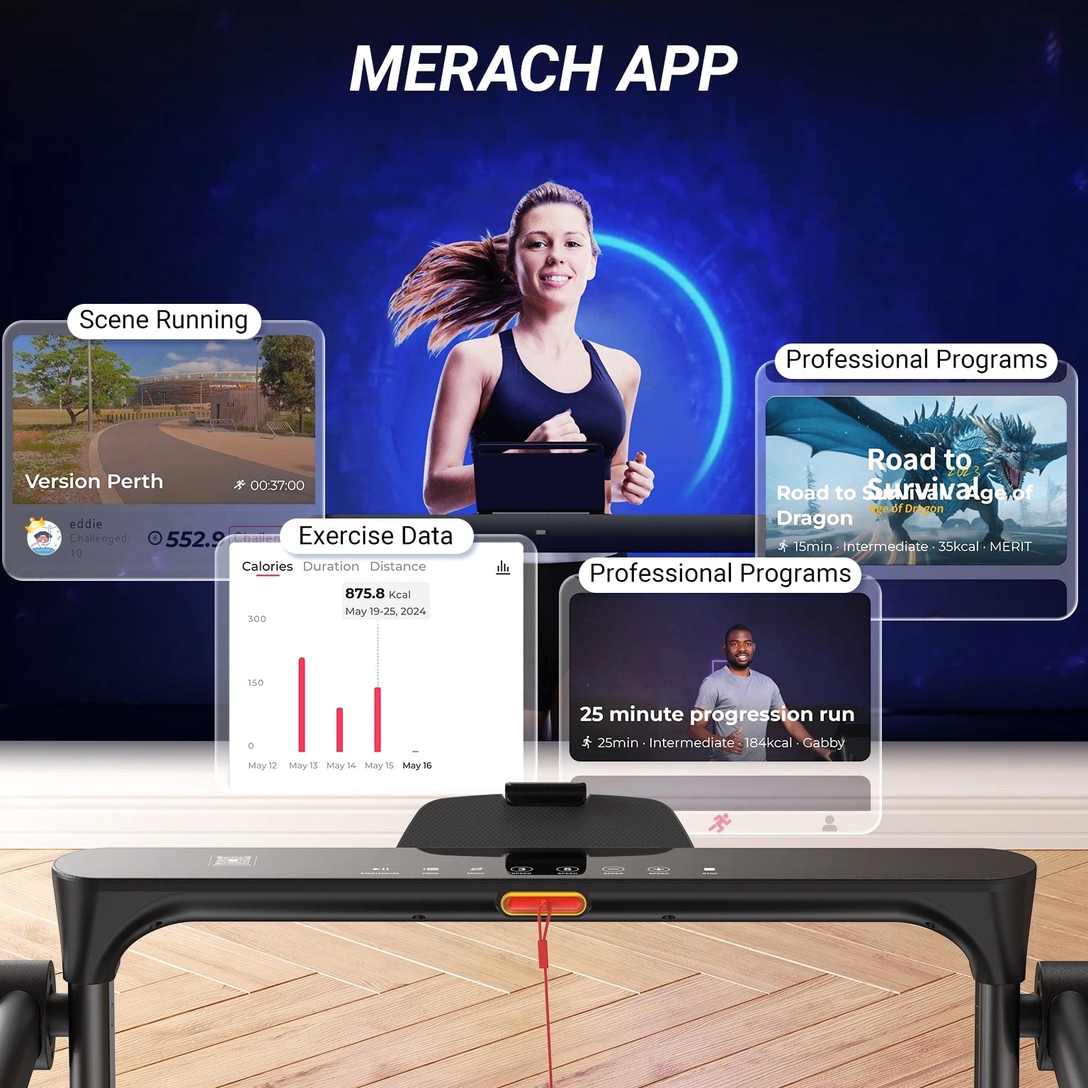 MERACH Folding Electric Home Treadmill 1-12 km/h with Remote Control & LED Display