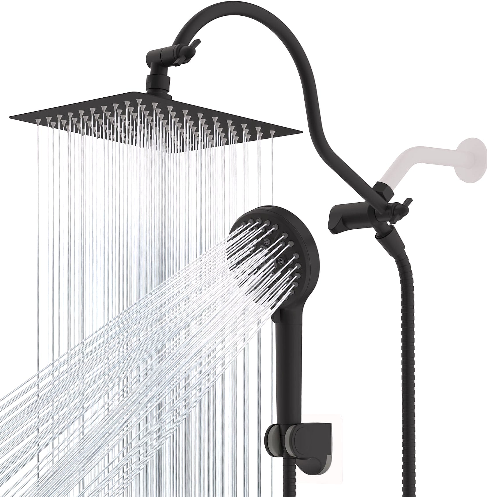 Hibbent 10 inch rainfall shower head combo with handheld sprayer