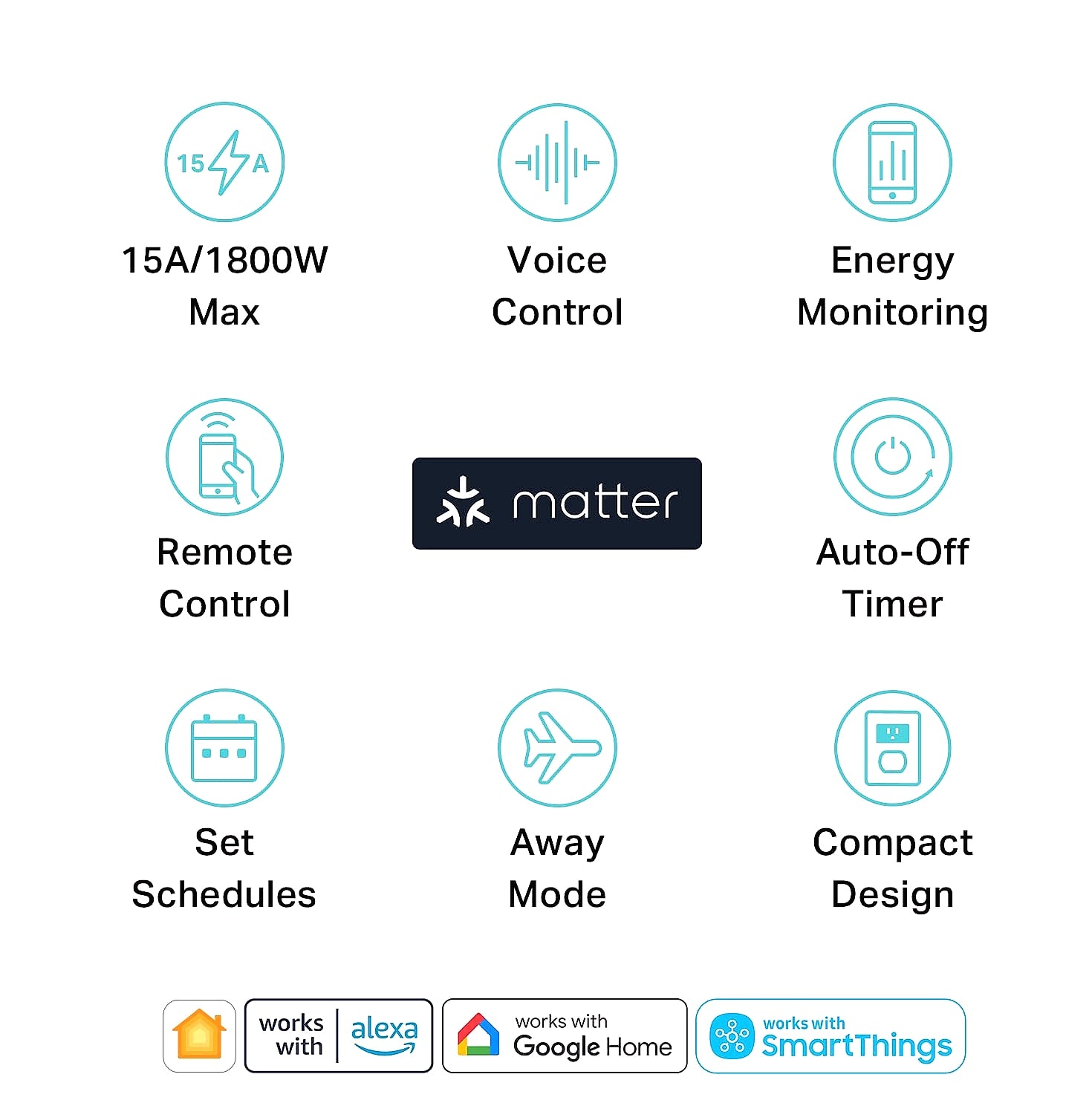 Kasa Smart Plug KP125M Matter Compatible Energy Monitor 2-Pack