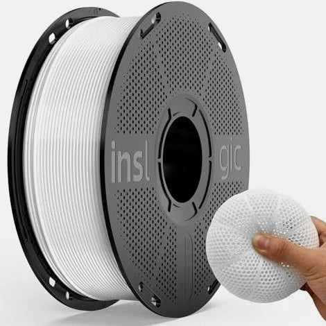 Inslogic TPU Filament 1.75mm Flexible Roll, TPU 95A Soft 3D - 1kg White