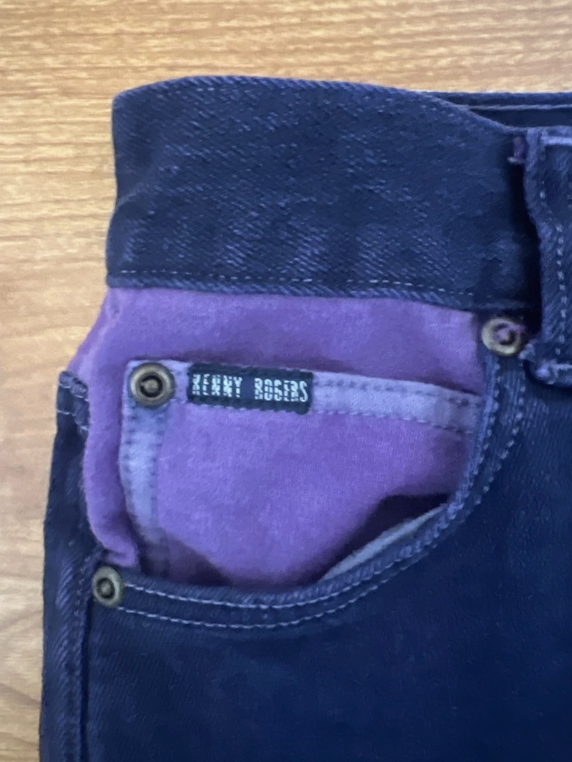 Vintage Kenny Rogers Western Jeans 26x35 High Rise Straight Dark Wash with Purple