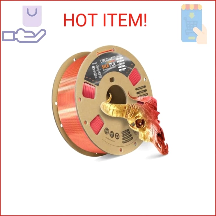 OVERTURE Silk PLA Dual Color Filament 1.75mm, Bi-Color Shiny PLA, Smooth & Glossy