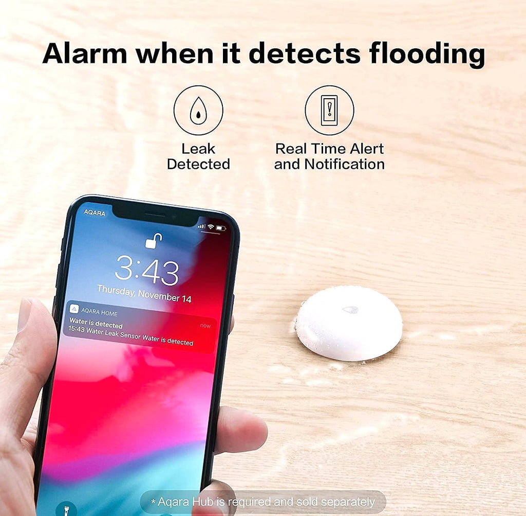 Aqara Water Leak Sensor 3 Pack with M100 Zigbee Hub