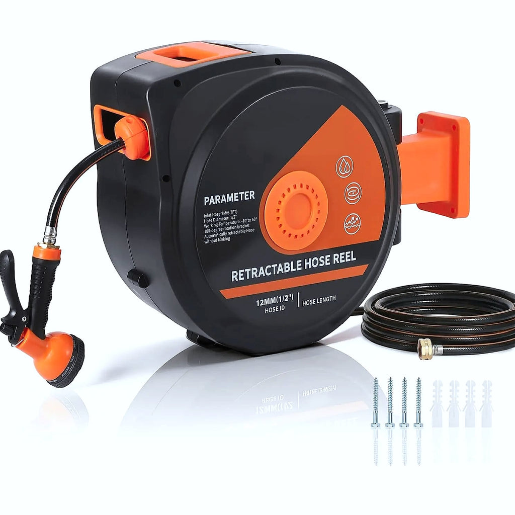 HiMISS Retractable Garden Hose Reel 50FT 100FT 130FT Wall Mounted