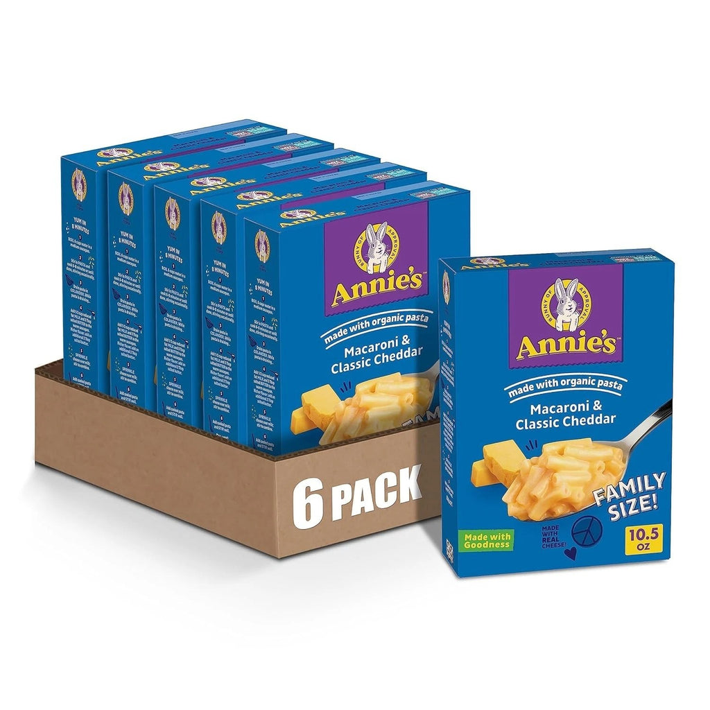 Annie's Classic Cheddar Macaroni, Organic Pasta, 10.5 oz x 6=
