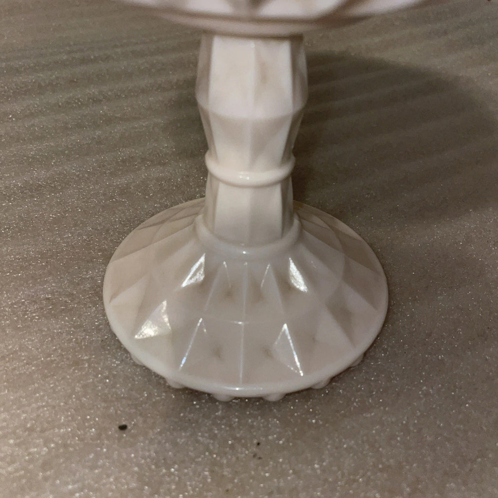 Jeanette Pink Milk Glass Vintage Pedestal Compote Windsor Pattern