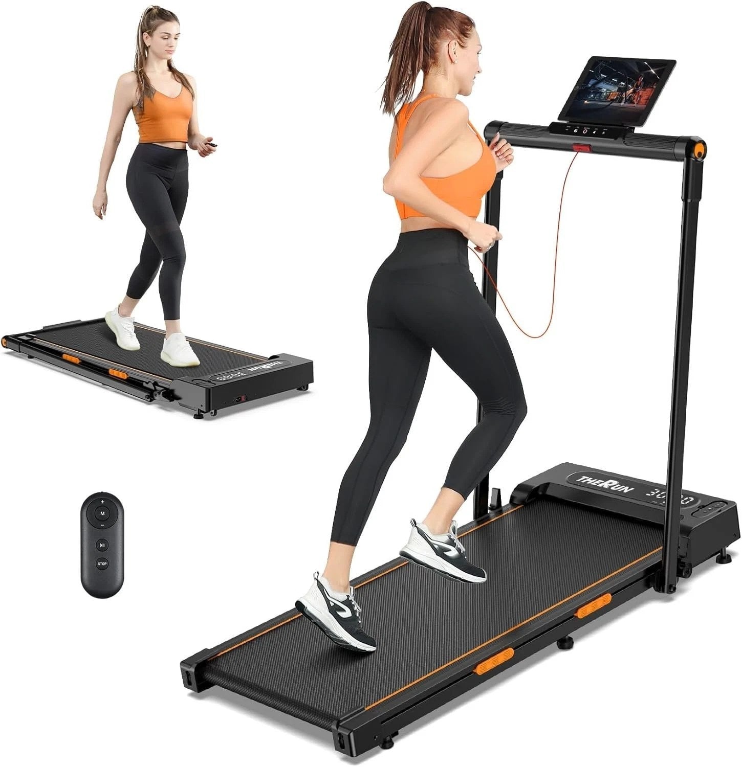 2-in-1 Foldable Treadmill, 2.5HP Under Desk Walking Pad=