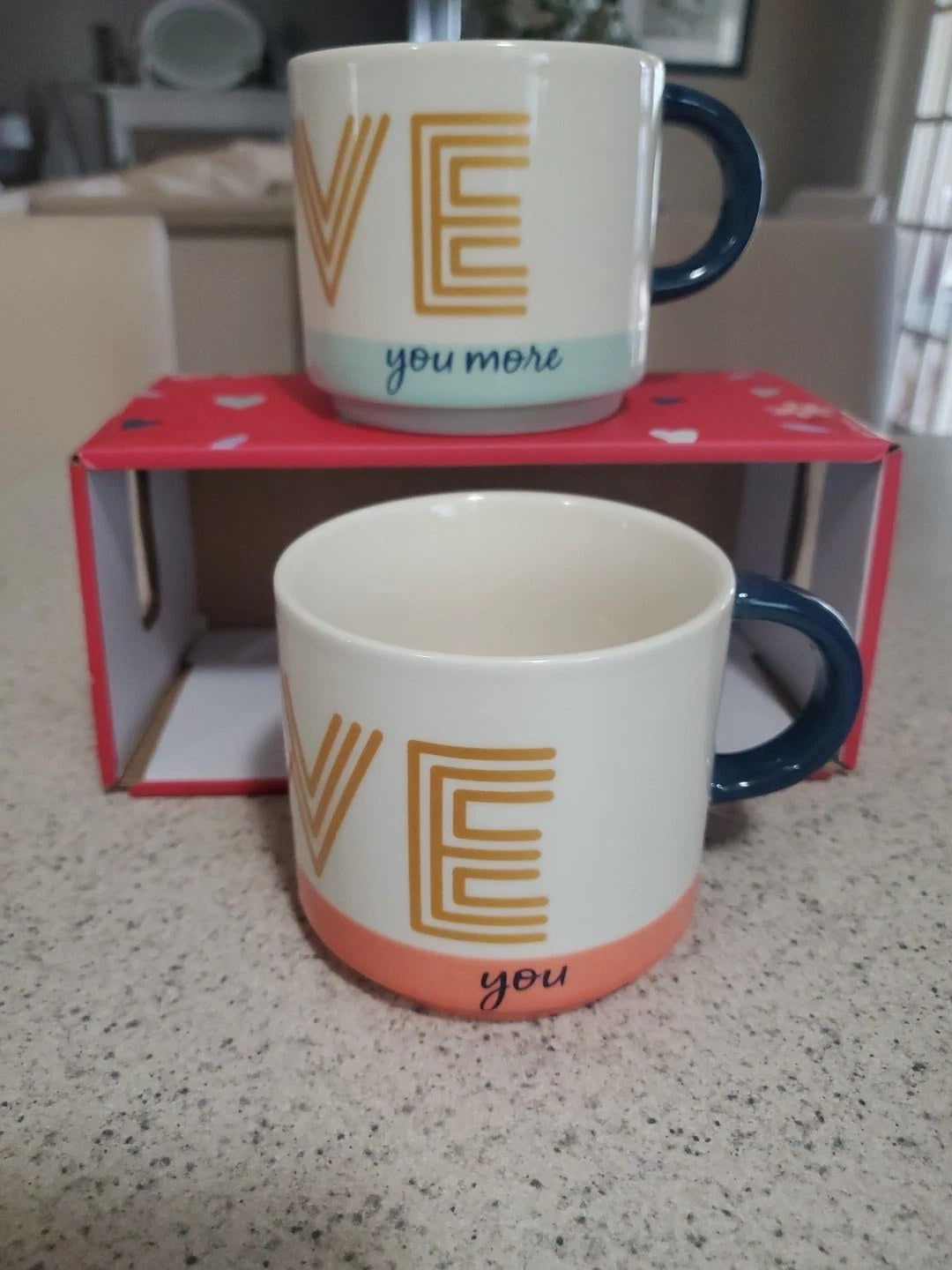 Set of 2 Hallmark Love You & Love You More Mug Pair Couples Cup New In Box