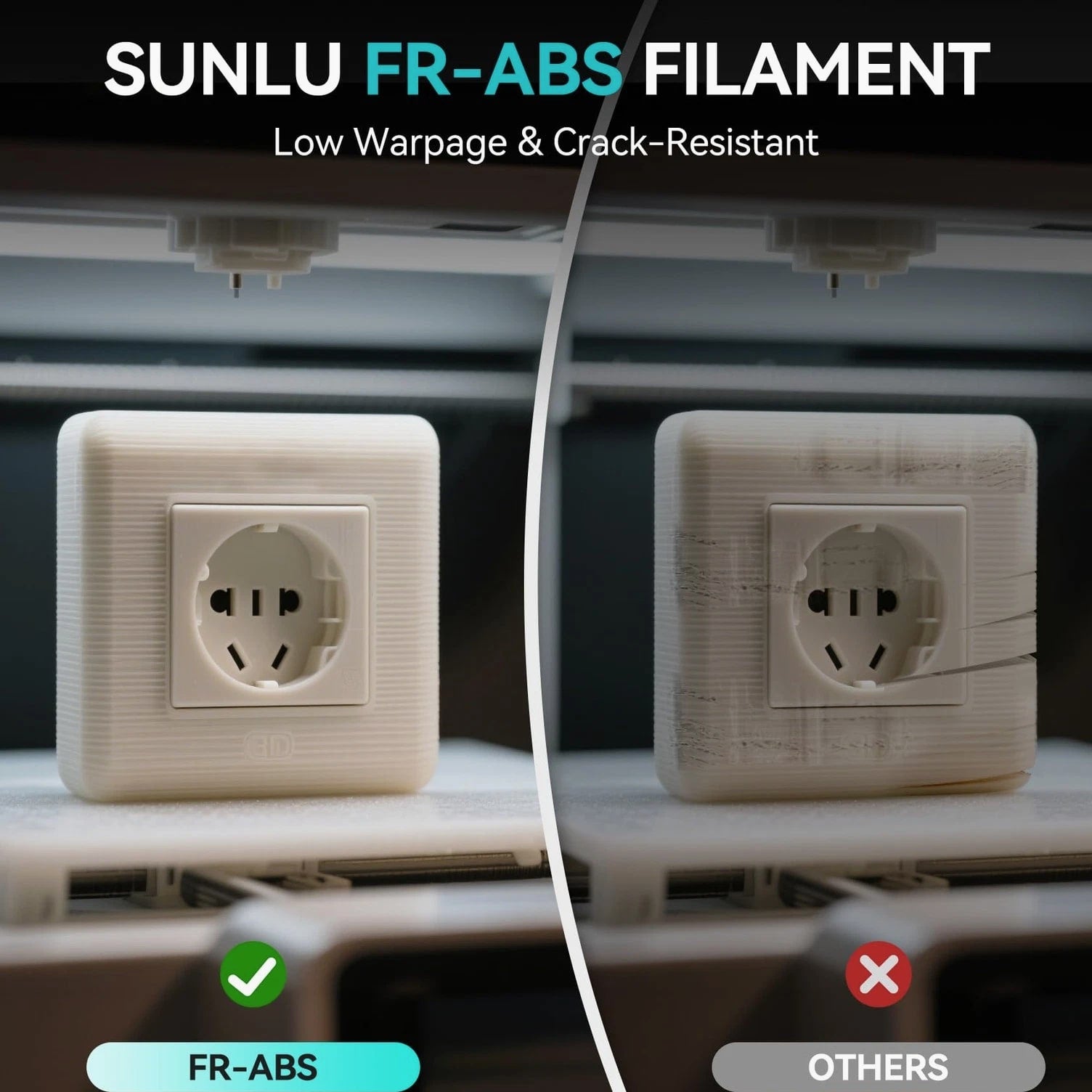 FR-ABS 3D Filament 1.75mm 1KG, UL94 V0 Fireproof Material, Tough & Durable...