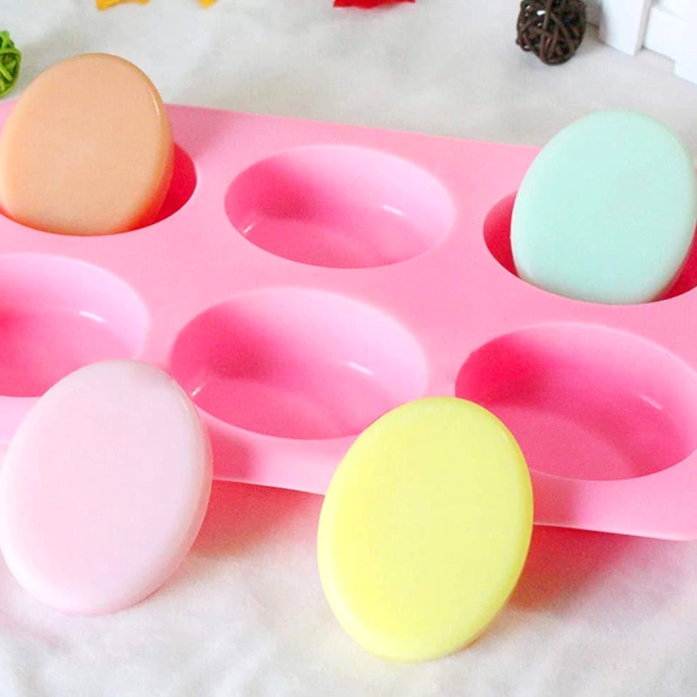 6 Cavity DIY Handmade Oval Silicone Mold for Soap Bar