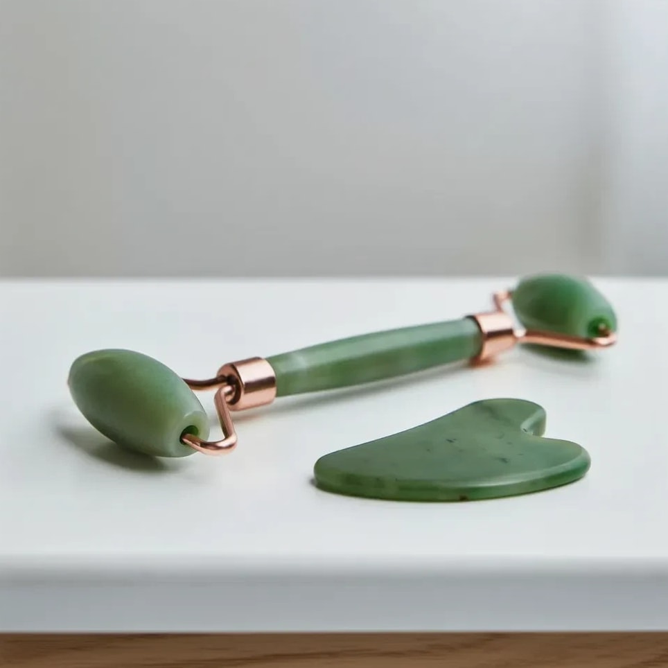 Green Jade Roller & Gua Sha Set | Natural Facial Massage Tools for Radiant Skin Glow
