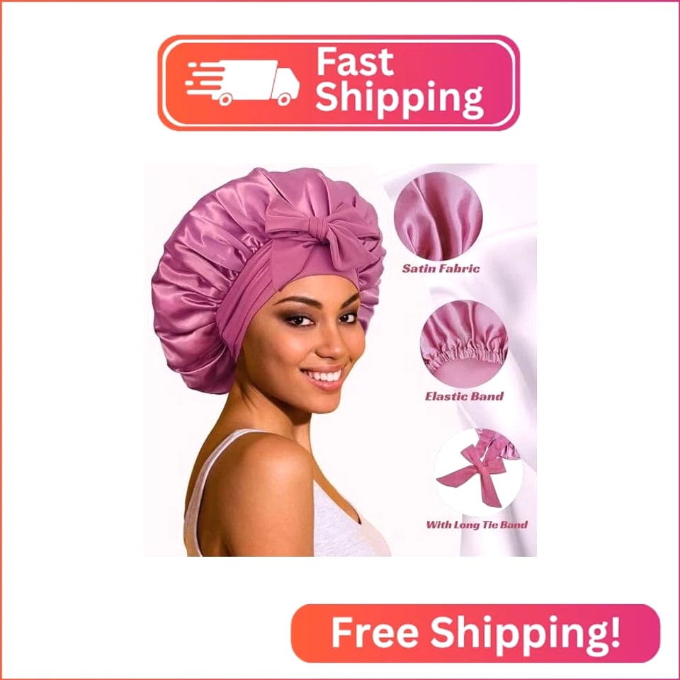 Bonnet with Tie Band, Satin Hair Silk Bonnet for Sleeping Women, Sleep Cap for