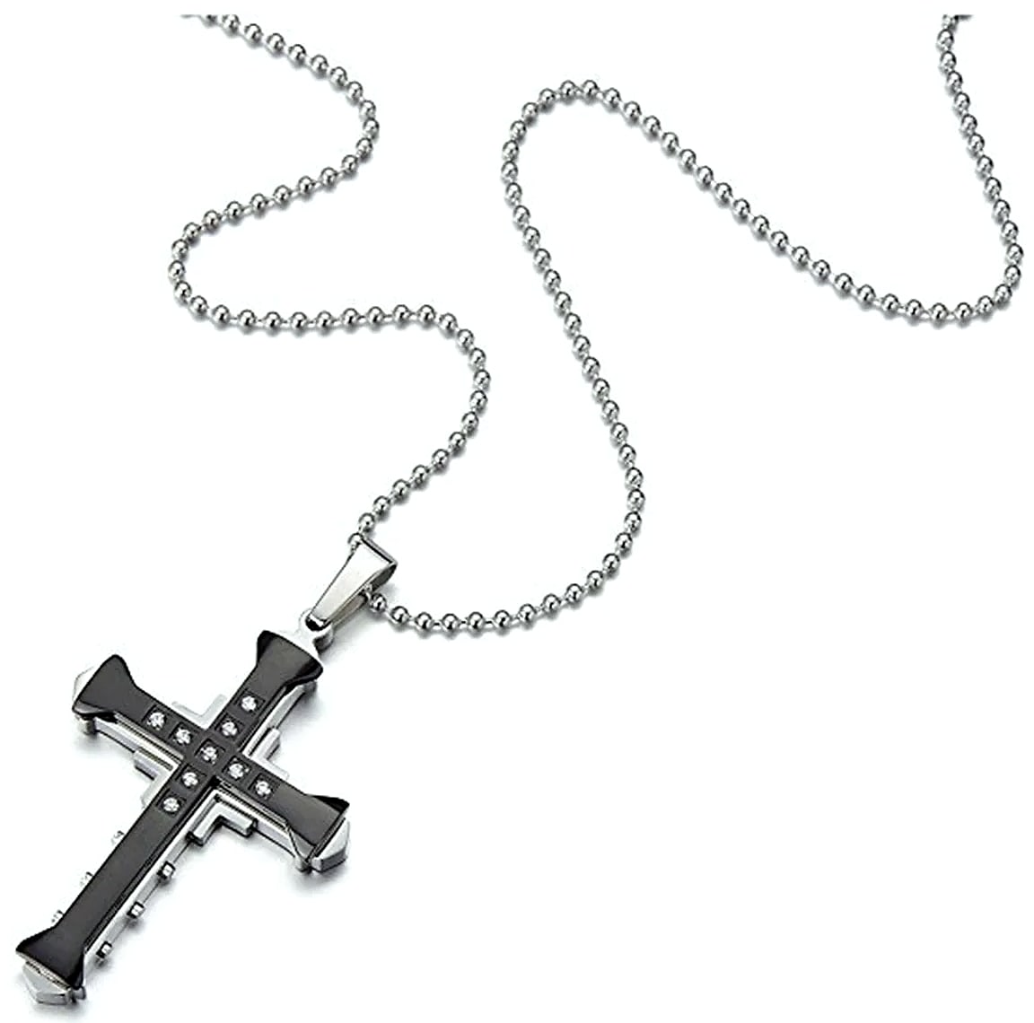 ATMDOG Stainless Steel Cross Necklace Religious Pendant