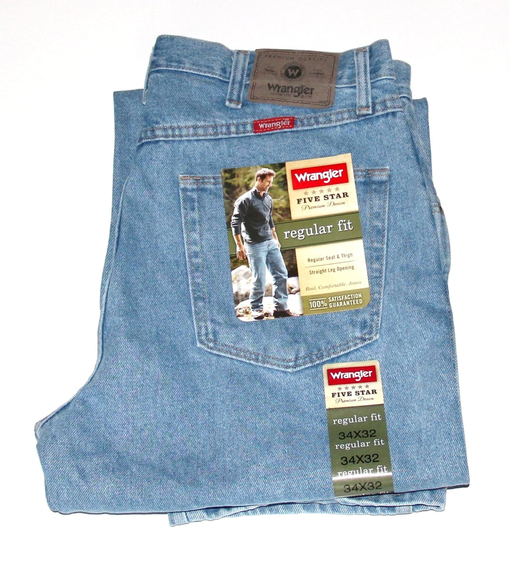 New Wrangler Five Star Regular Fit Jeans Men’s Sizes Five Colors 100% Cotton