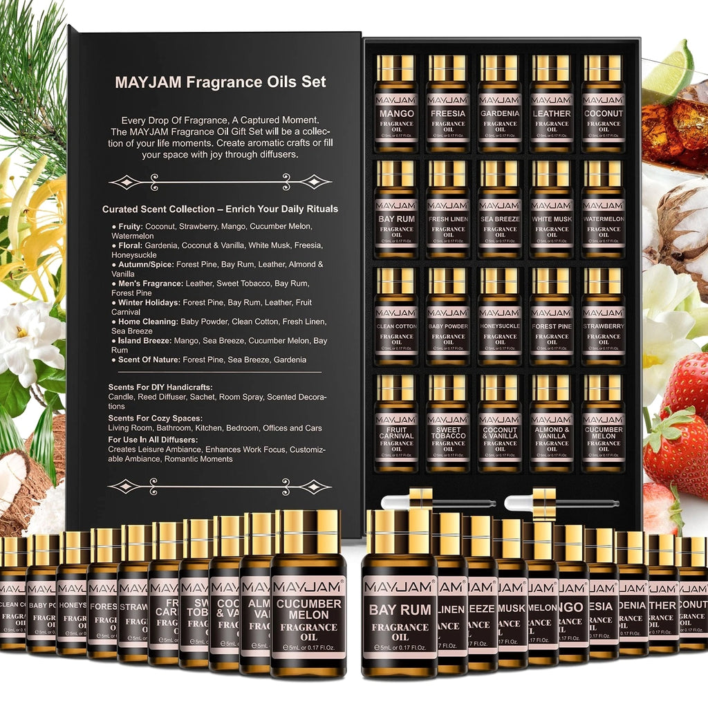 MAYJAM 20 Pcs Fragrance Oil Gift Set for Candle, Soap, Incense Making Oils