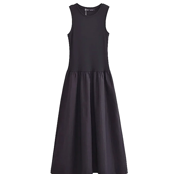 HXAO Women's Sleeveless Long Dress Black Khaki