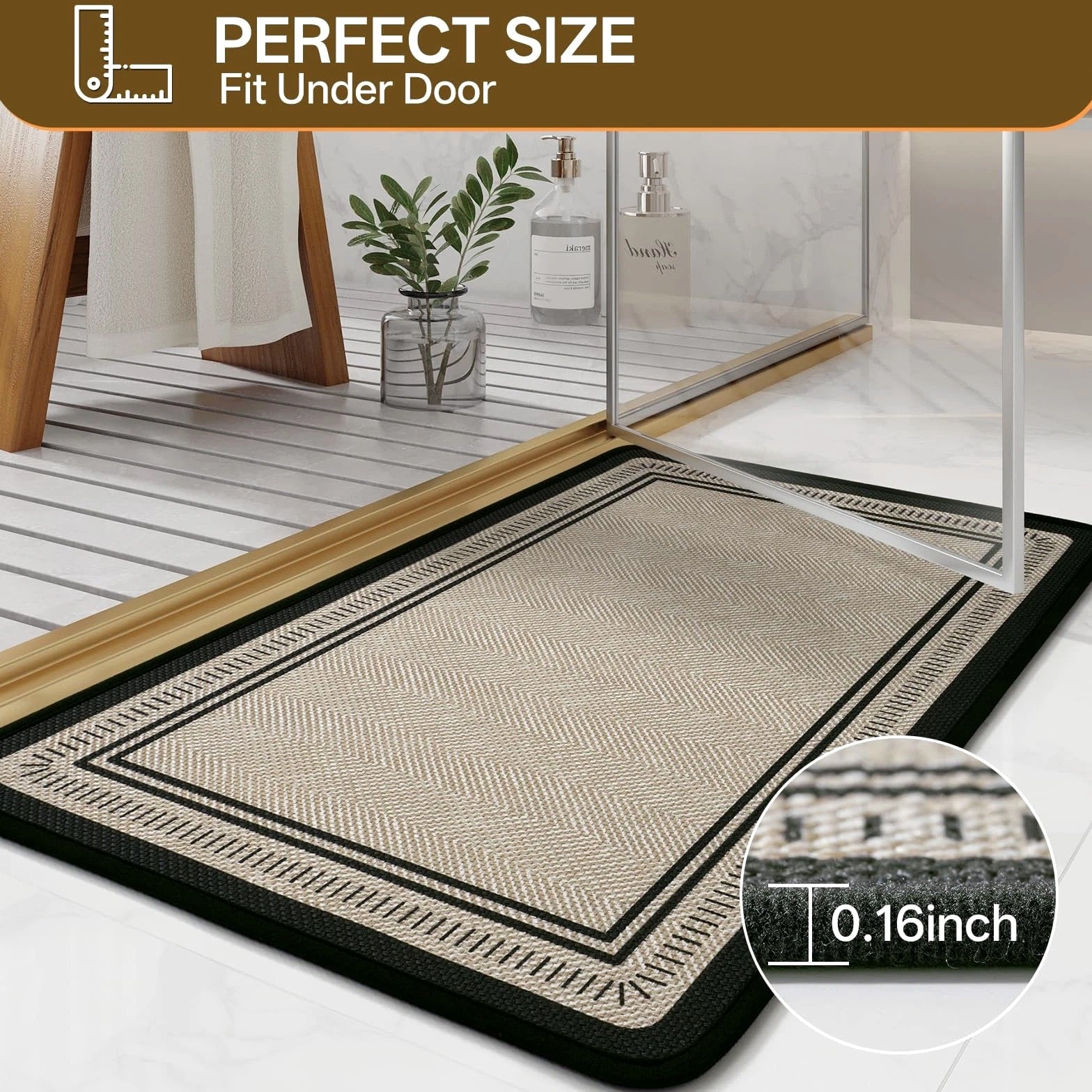 Non Slip Bath Mat with Rubber Backing, Absorbent Quick Dry Bath Rugs Washable...