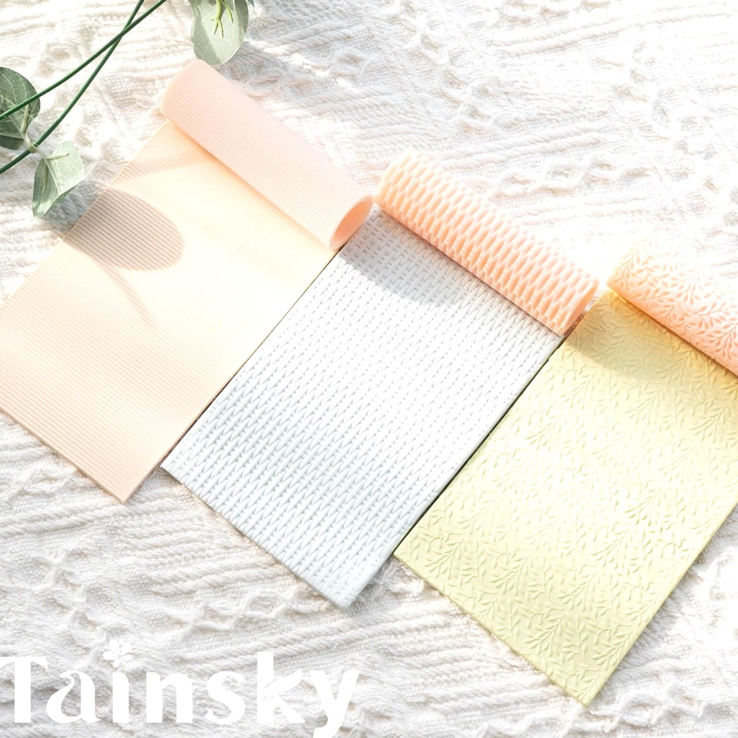 TAINSKY 5 Pcs Polymer Clay Texture Roller, Pottery Stamps Style B Set