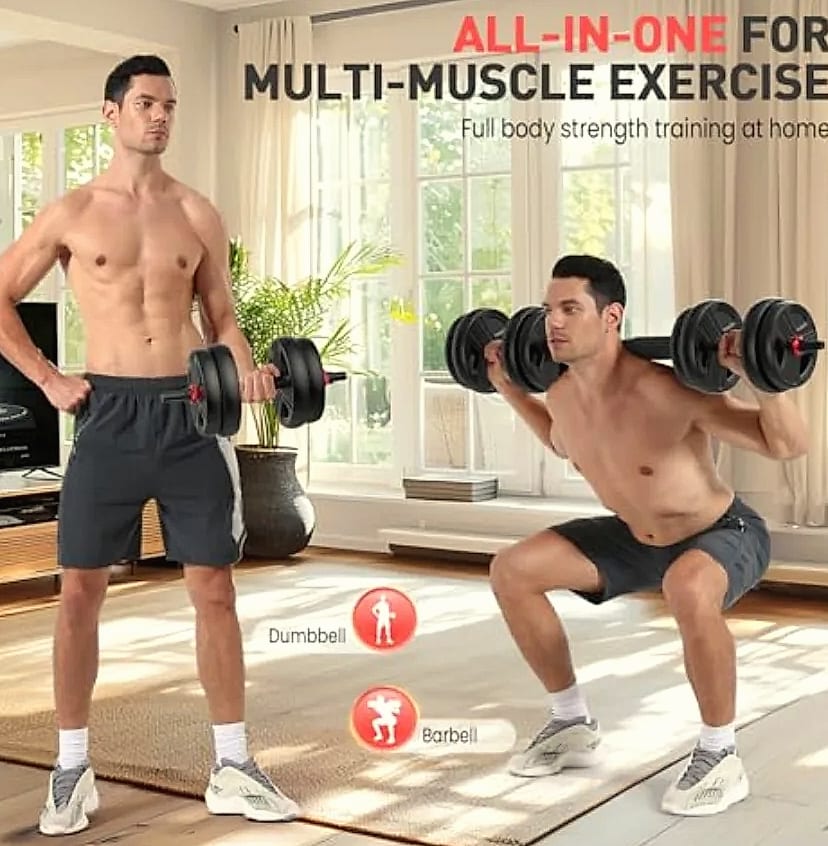 YAO HUI HUANG 20lb Adjustable Dumbbell Set with 3-in-1