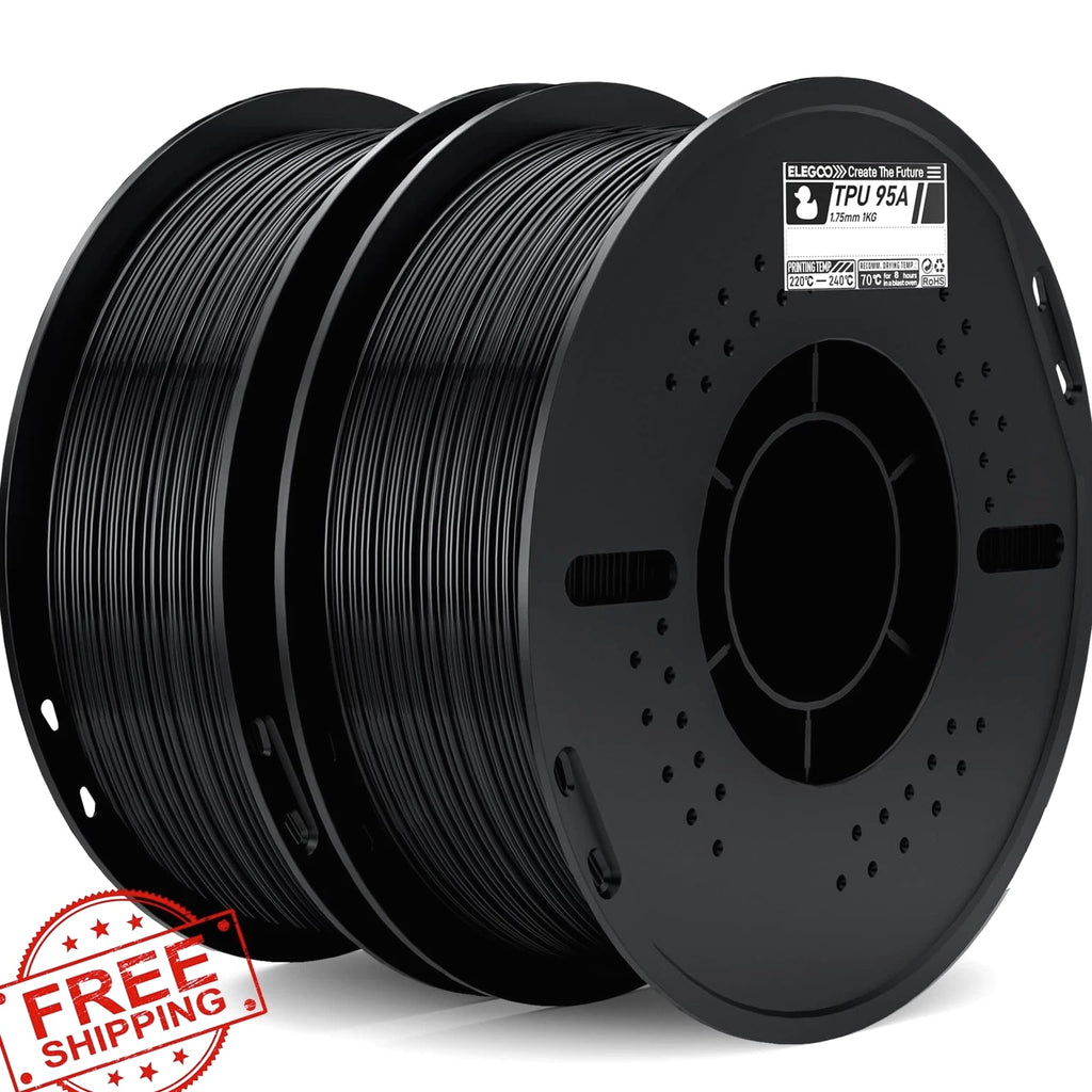 ELEGOO TPU Filament 1.75mm Black, 2KG 95A Flexible Soft 3D Printer