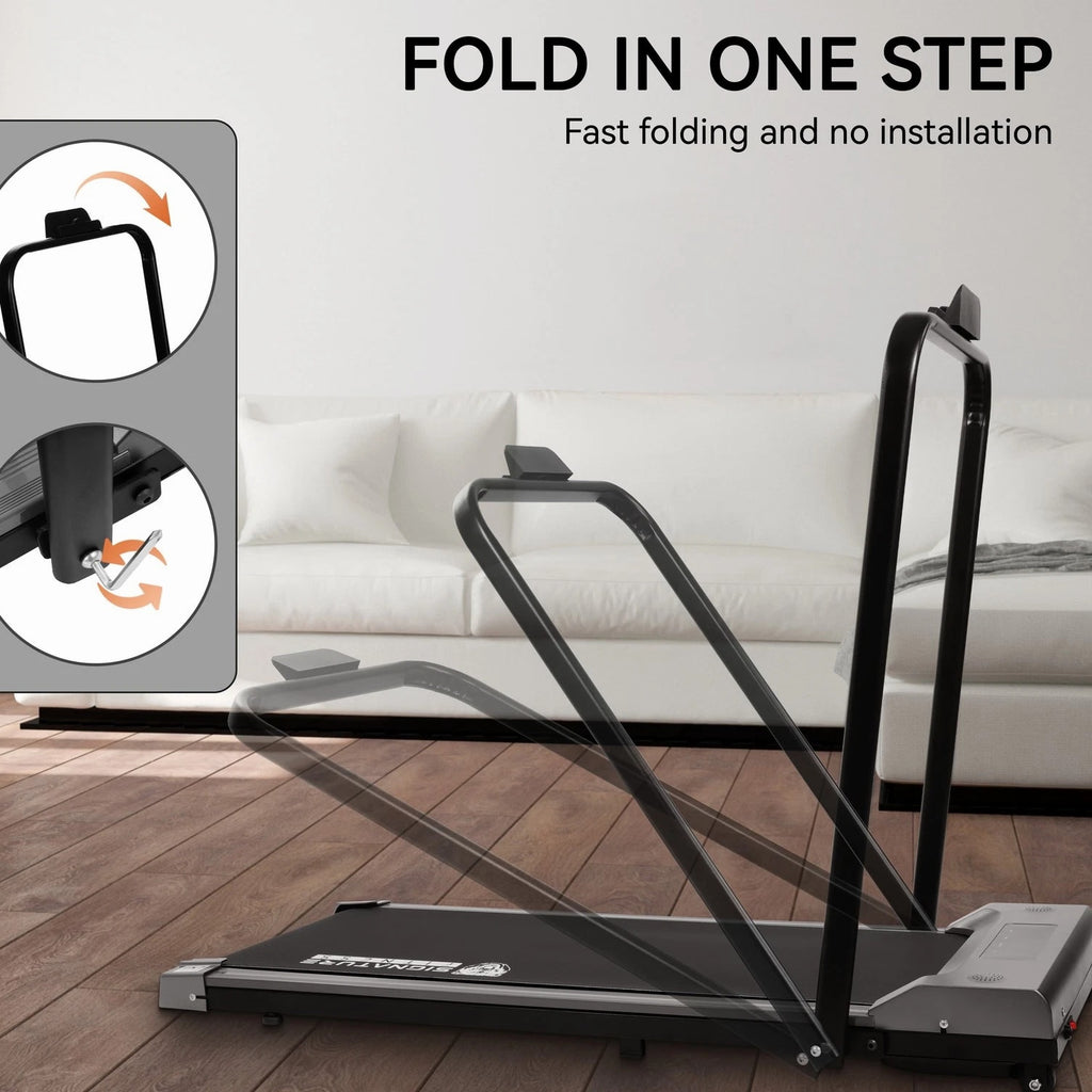 2-in-1 Foldable Treadmill, Compact Walking Pad, Under Desk Electric Treadmill
