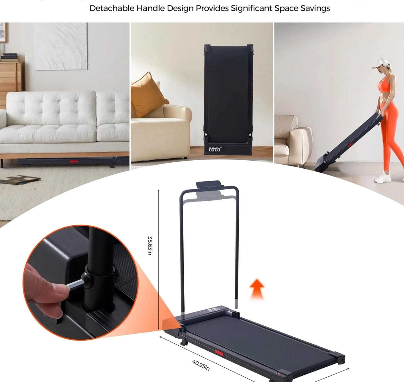 Walking Pad Treadmill with Incline, 2026 Upgrade Portable Under Desk Treadmill with Handles