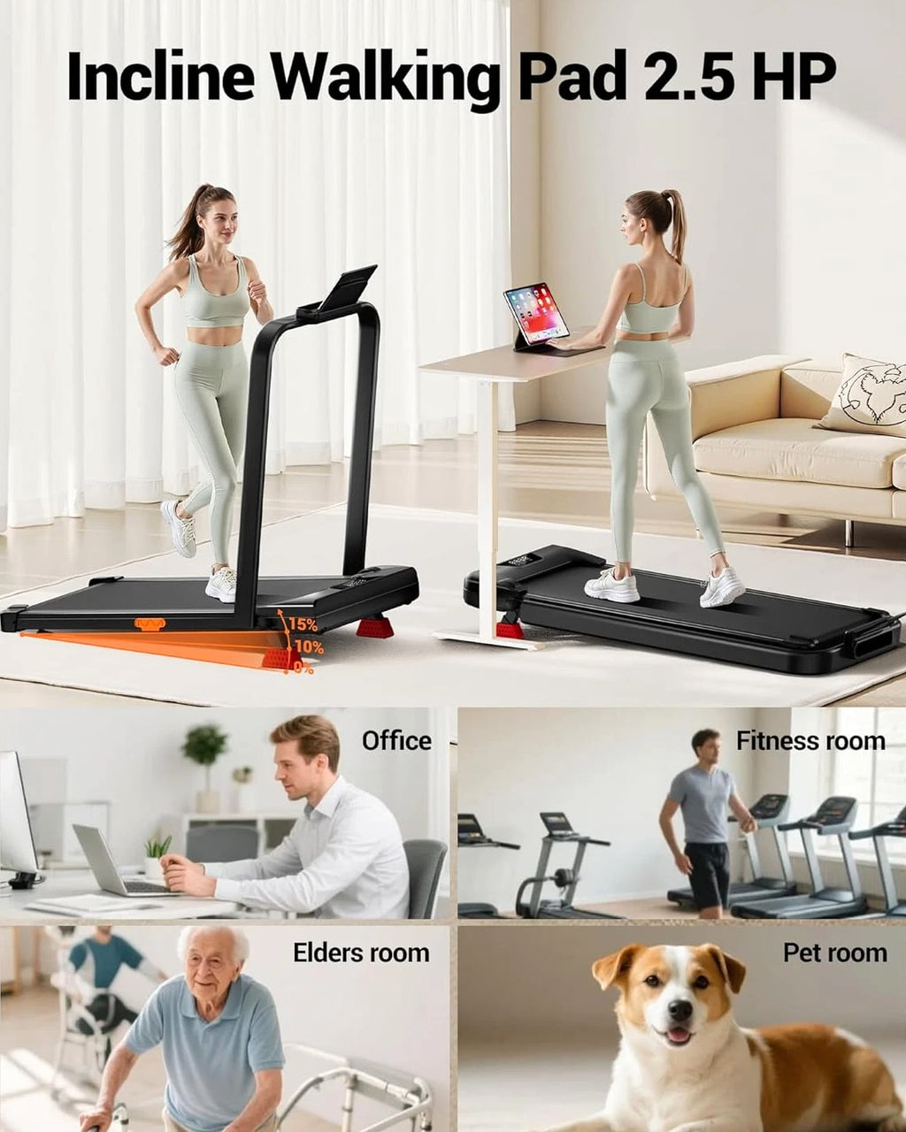 4-In-1 Portable Under Desk Treadmill, Foldable Walking Pad, 300 LBS Capacity