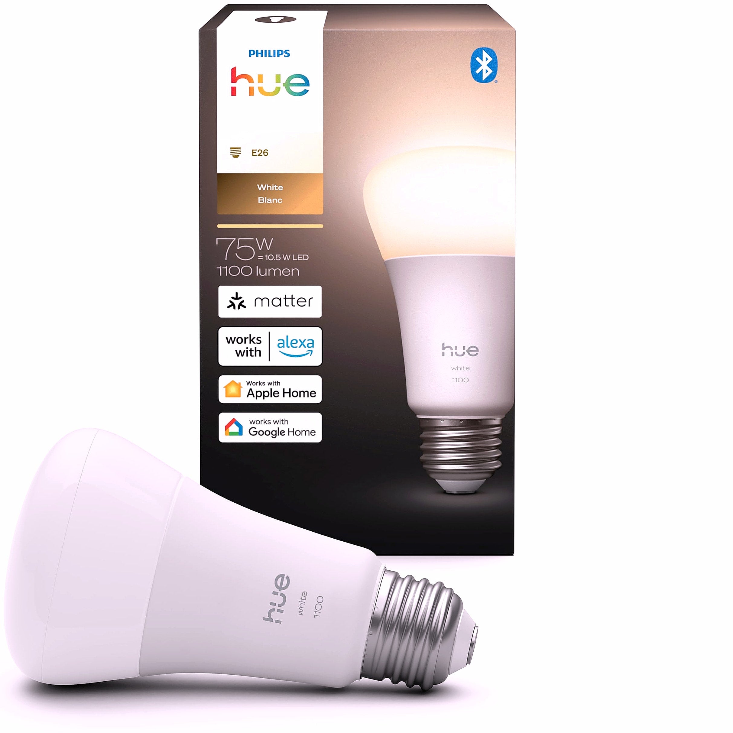 Philips Hue A19 75W Smart LED Bulb, Soft Warm White