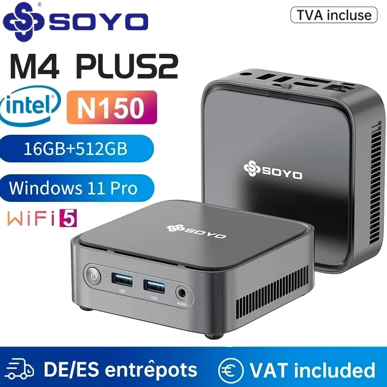SOYO M4 PLUS2 Mini PC with Intel N150 16GB RAM 512GB SSD Windows 11 Pro