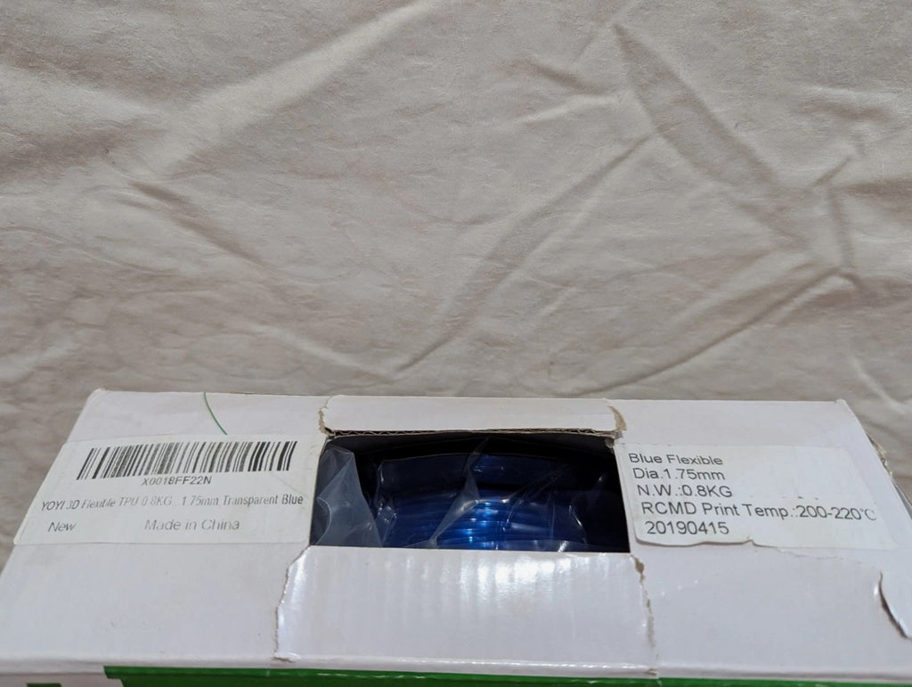 YOYI TPU Flexible 3D Printer Filament – Transparent Blue 1.75mm