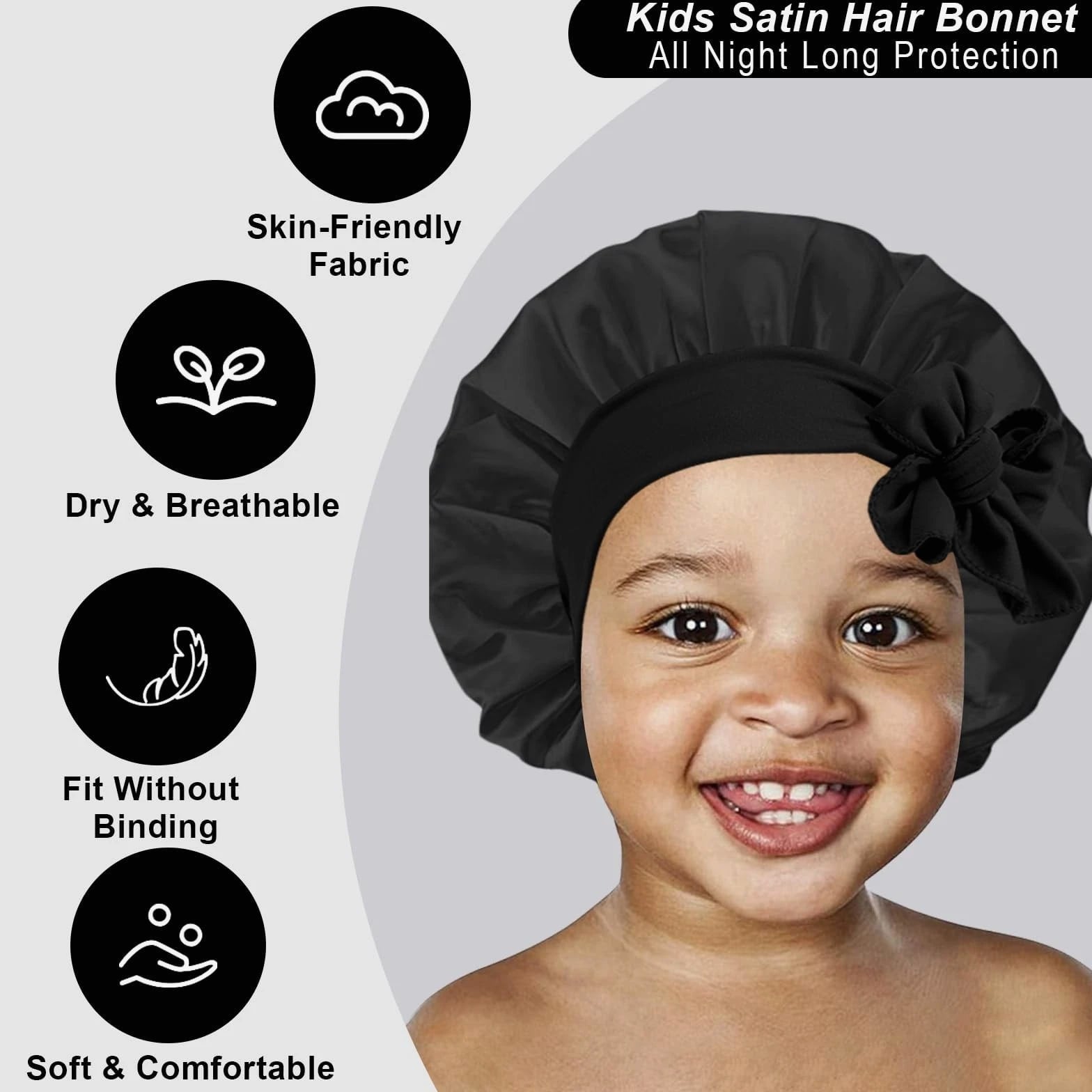 3 Pcs Kids Satin Bonnet for Sleeping - Baby Silk Bonnet for Sleep, Kids Hair B...