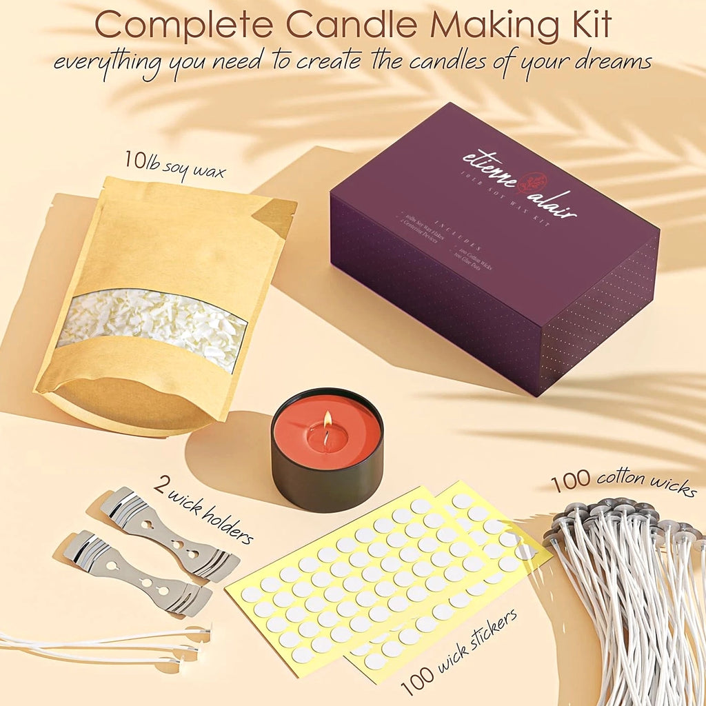 Organic Natural Soy Candle Wax Bulk for Candle Making - 10 lbs Soy Wax Flakes Kit