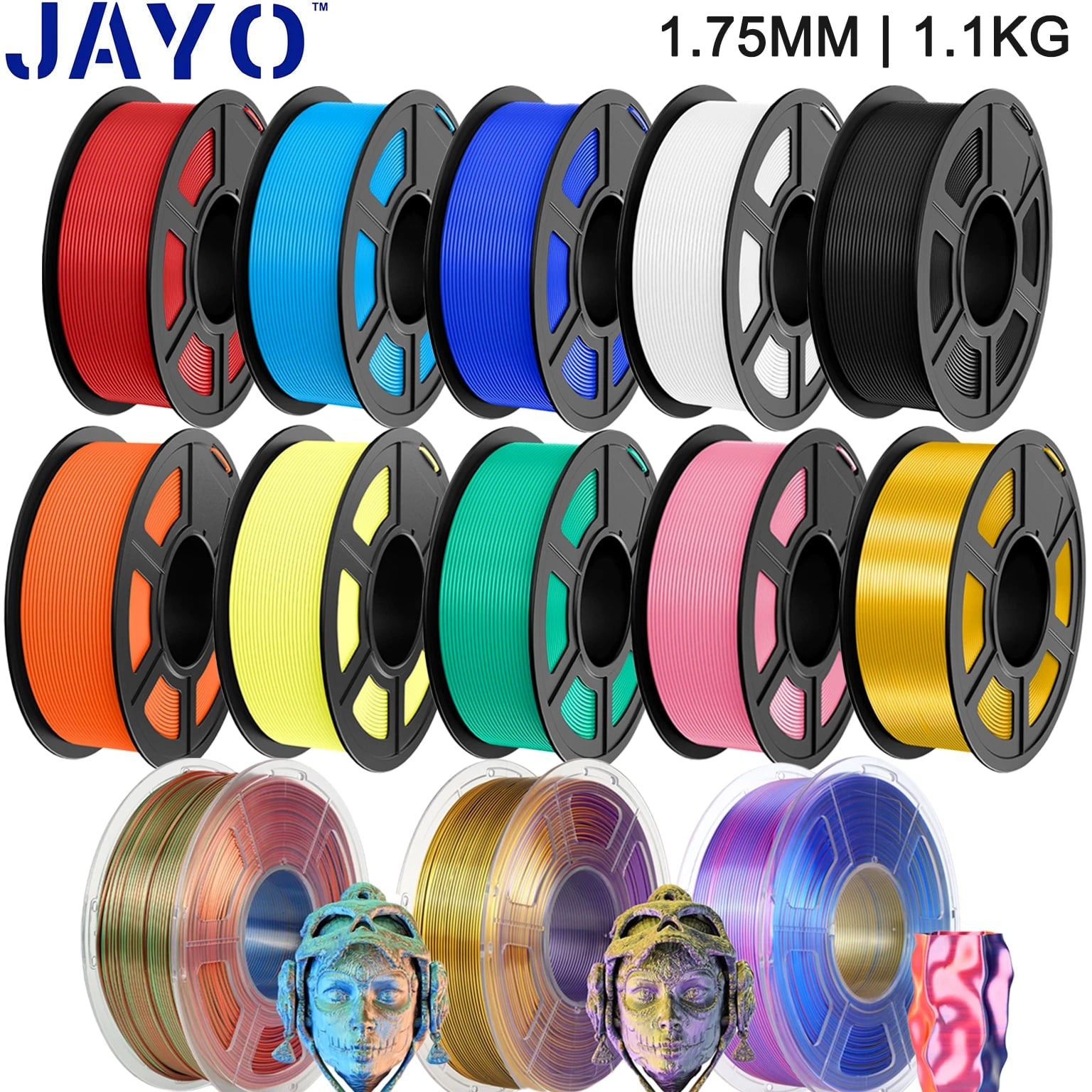 JAYO 1.1KG 3D Printer Filament High Speed Matte PETG Silk PLA ABS 1.75mm