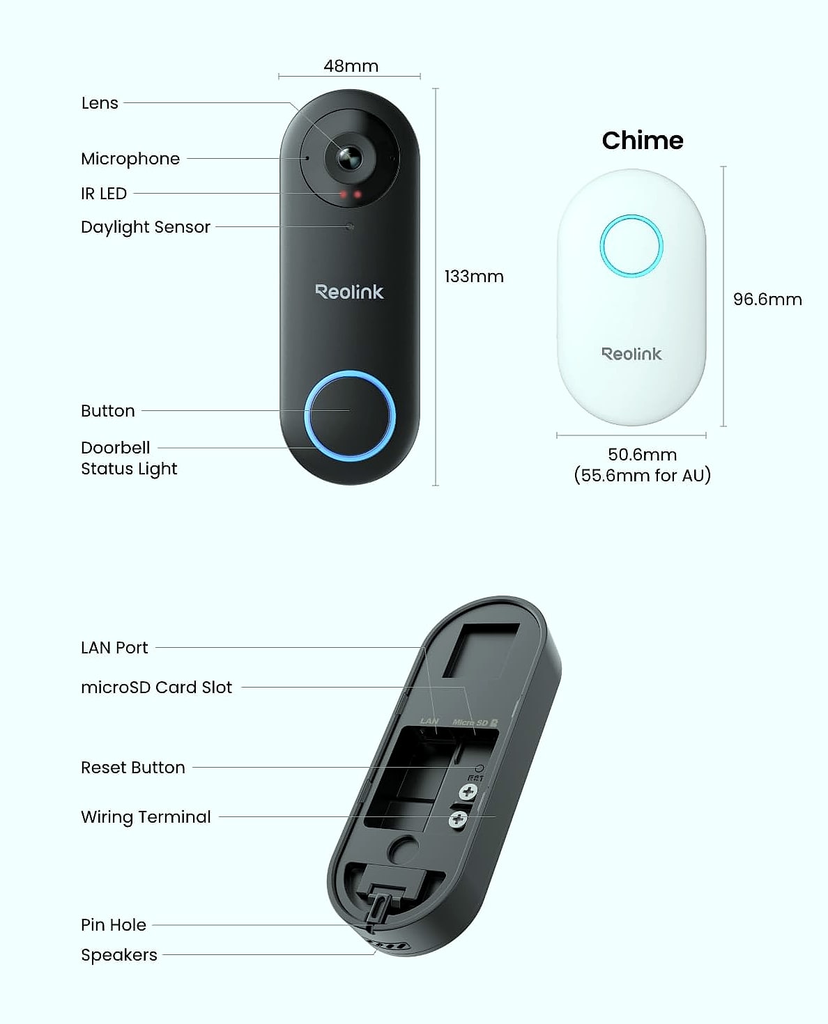 Reolink Video Doorbell WiFi Camera 2K Wired Security