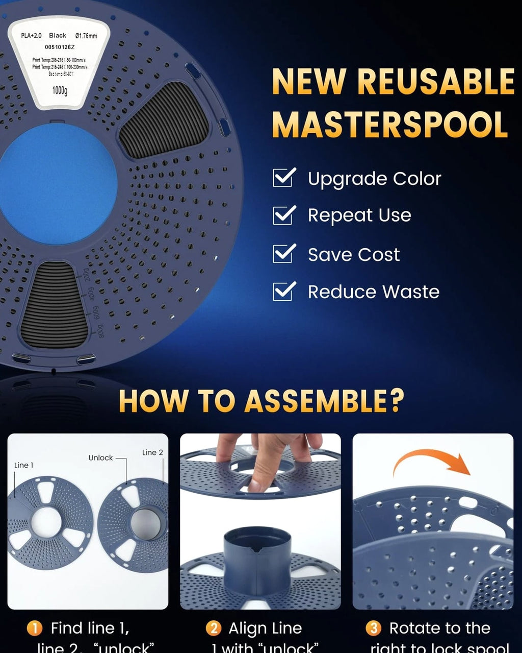 PLA+2.0 3D Printer Filament Bundle, 4KG Upgrade PLA+ Filament 1.75mm, Tougher...