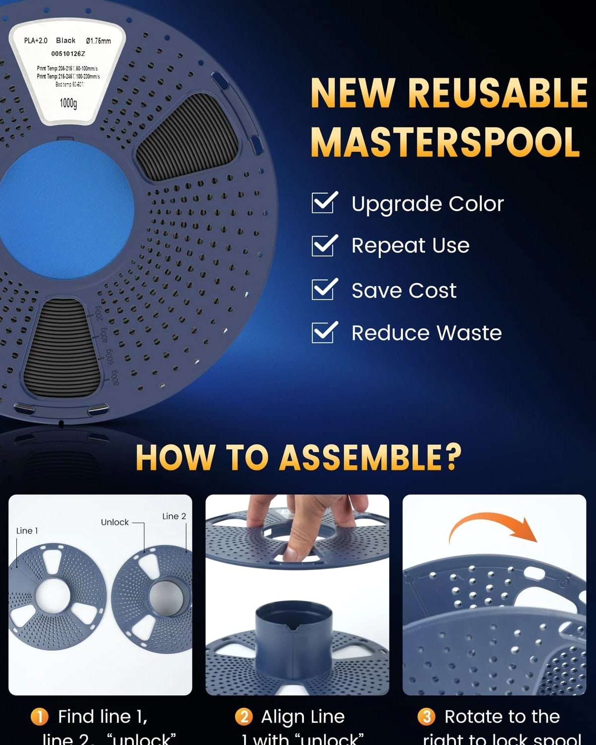 PLA+2.0 3D Printer Filament Bundle, 4KG Upgrade PLA+ Filament 1.75mm, Tougher...