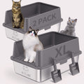ICYAIR Stainless Steel Cat Litter Box 2-Pack, Extra Large
