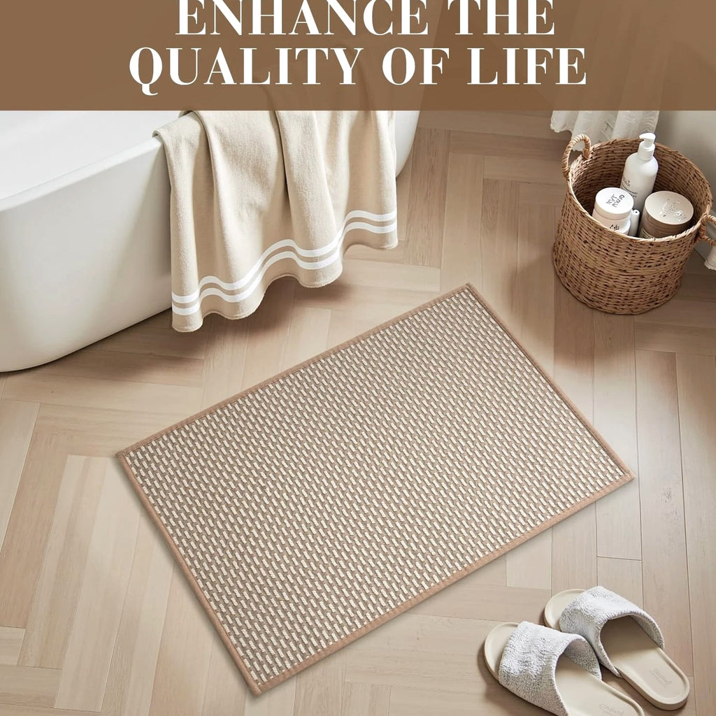 Non Slip Bath Mat Machine Washable Super Absorbent Quick Dry 24x35 Inch Brown