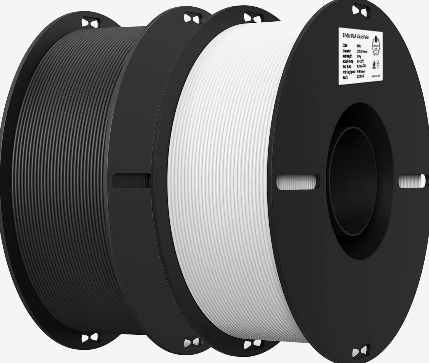 2Kg Black & White PLA 1.75Mm Filament Bundle for 3D Printing with No-Tangle Sp
