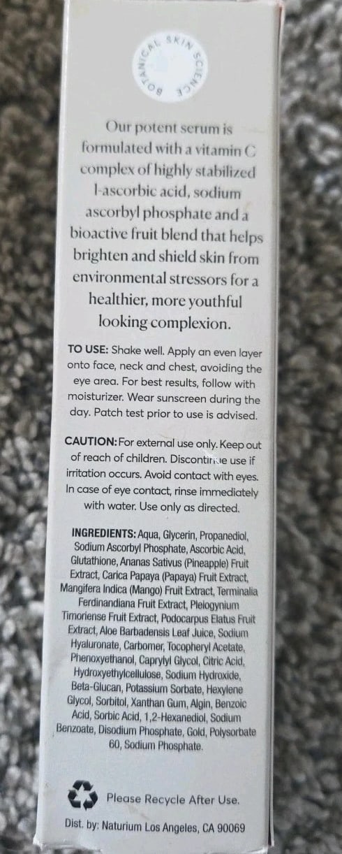Naturium Vitamin C Complex Facial Serum 1 Oz Brighten & Firm Hyaluronic Acid